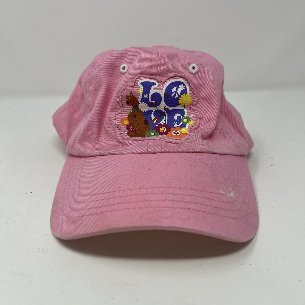 Vintage Scooby Doo Hat Adult Pink Cartoon Love Floral Strapback Y2K 90s Dad Cap